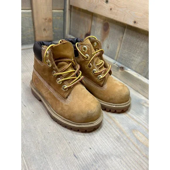 Timberland Size 6 Toddler Premium 6" Waterproof Boots 12809 Wheat Nubuck - Picture 2 of 7